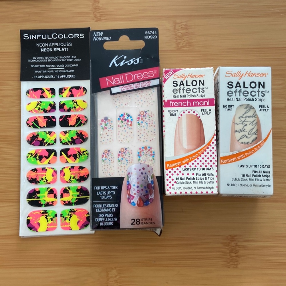 NWT Bundle of 4 peel & stick nail polish strips by various designers
